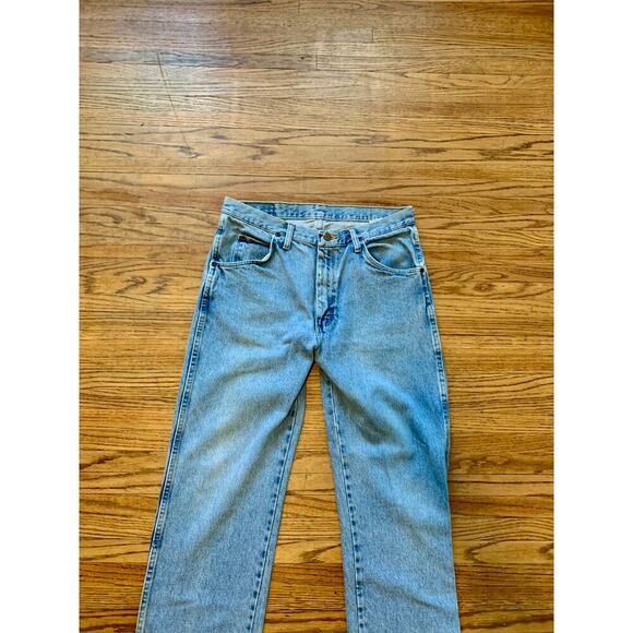 VTG 90s Cowboy Western Wrangler Straight Leg Light Wash 32 32 Mens Blue 96501sl - Picture 4 of 9